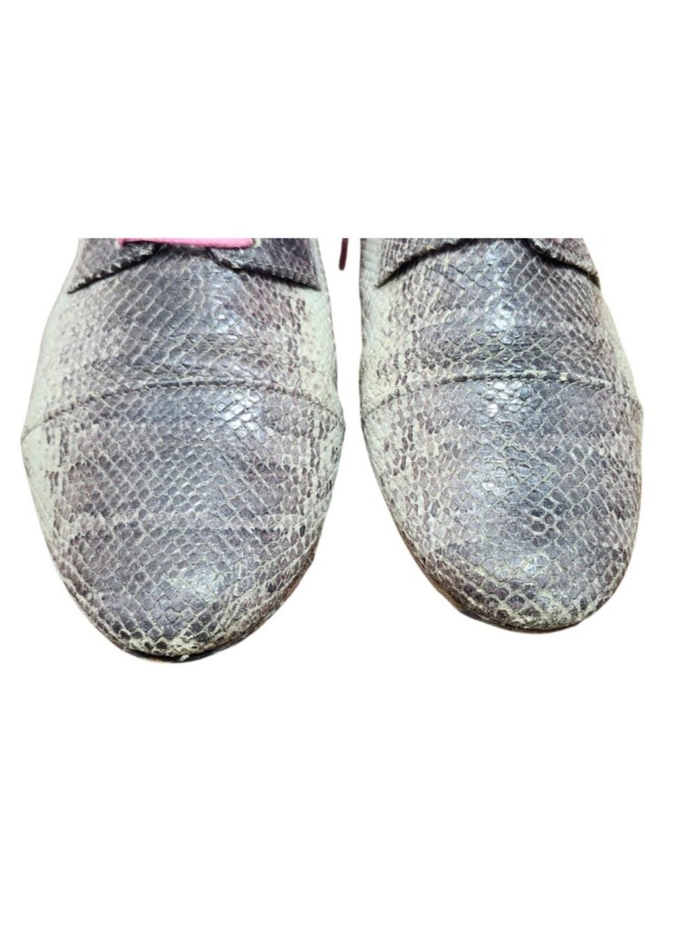 Miu Miu Reptile Print Lace-Up Oxford Shoes Pink Laces EU 38/US 7.5 - Picture 3 of 14